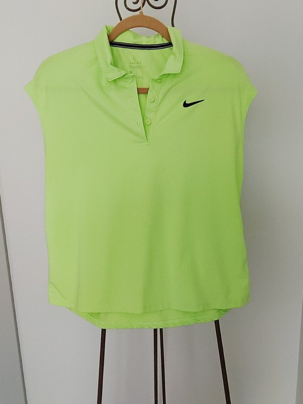 NIKE Victory Dry-Fit Shirt Golf Tennis Pickleball Sleeveless Lime Glow L